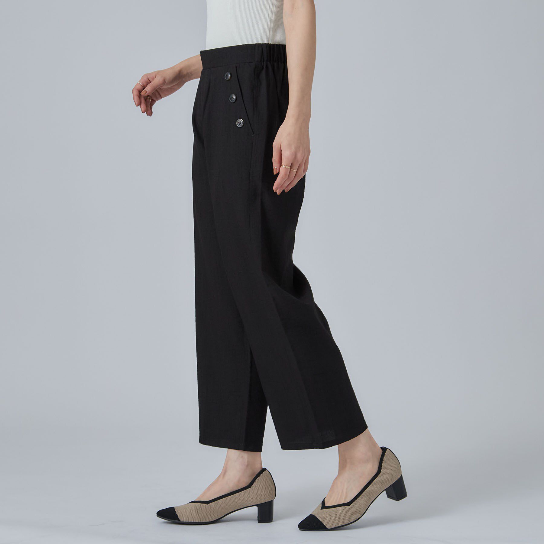 SHOO･LA･RUE「【S-LL/洗濯機可】ボタンがアクセント ストレートクロップドパンツ」|その他|