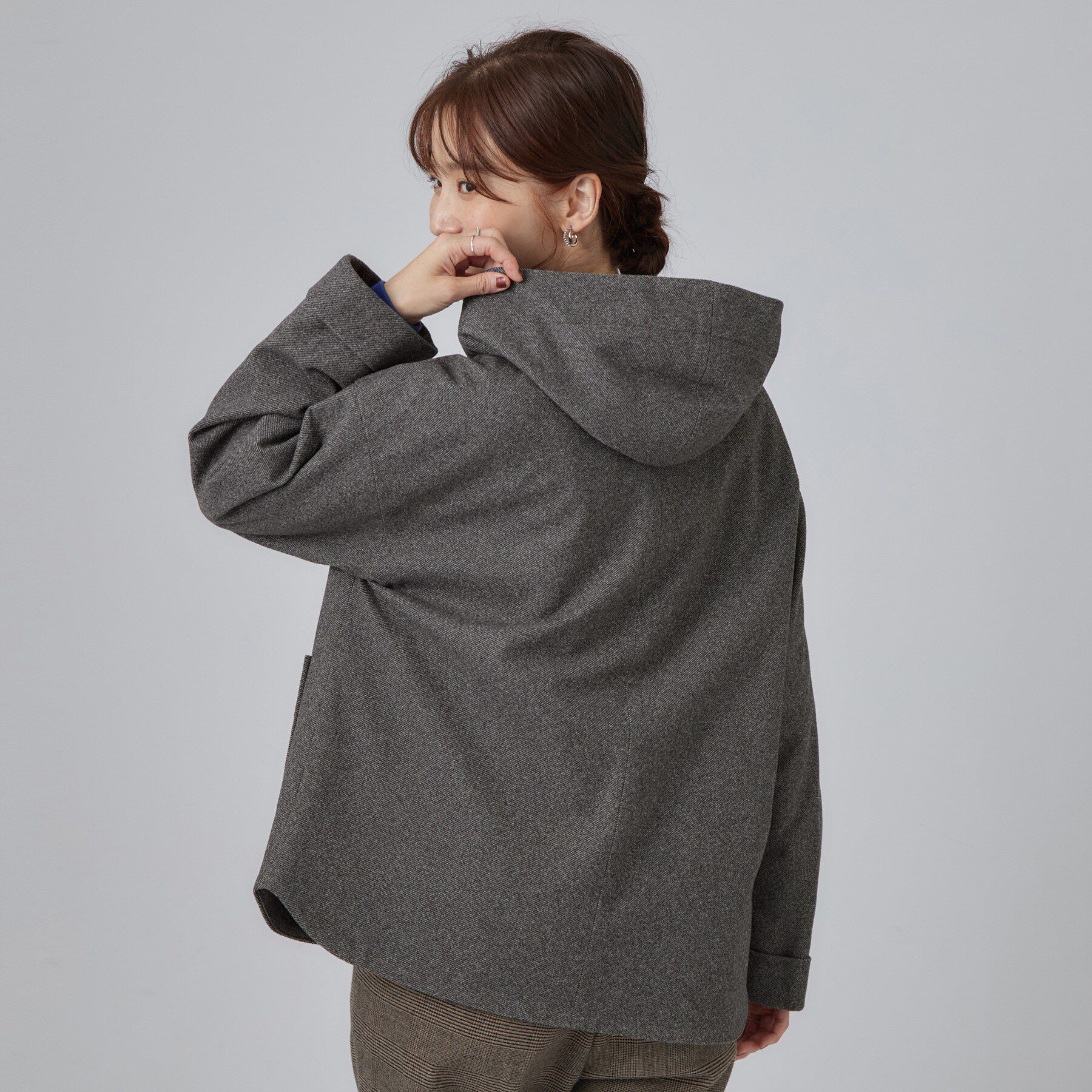 SHOO･LA･RUE「【S-LL】見た目以上に軽い ウール調フーディーショートコート」|その他|