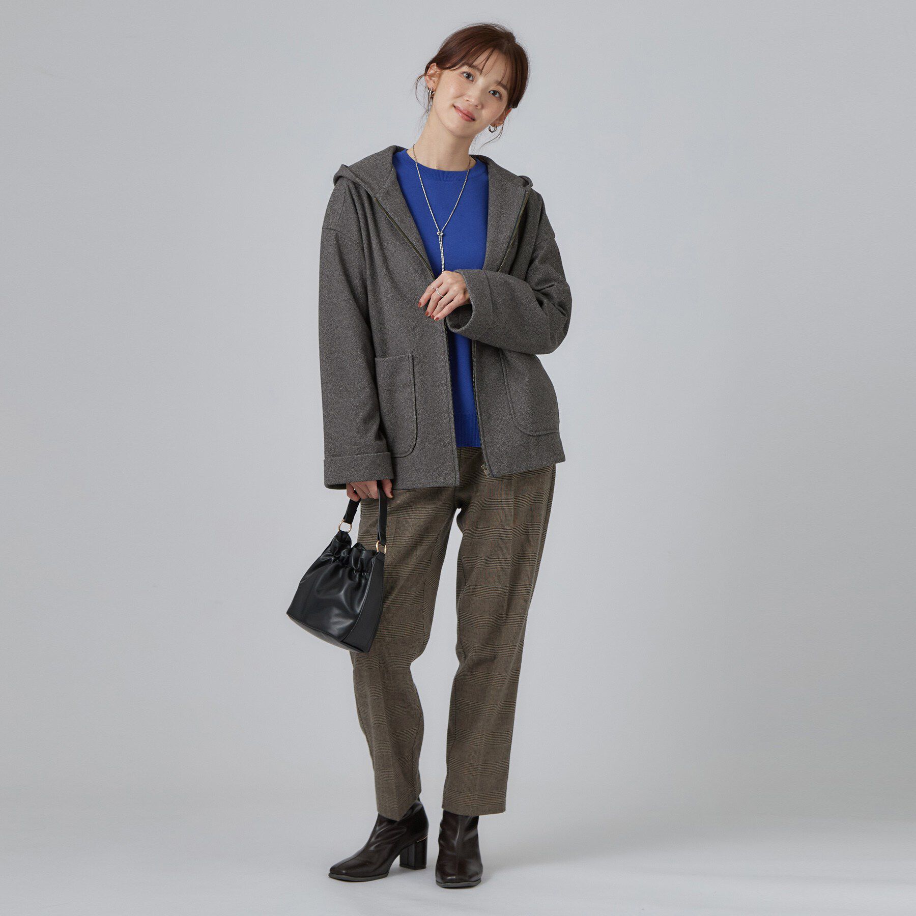 SHOO･LA･RUE「【S-LL】見た目以上に軽い ウール調フーディーショートコート」|その他|
