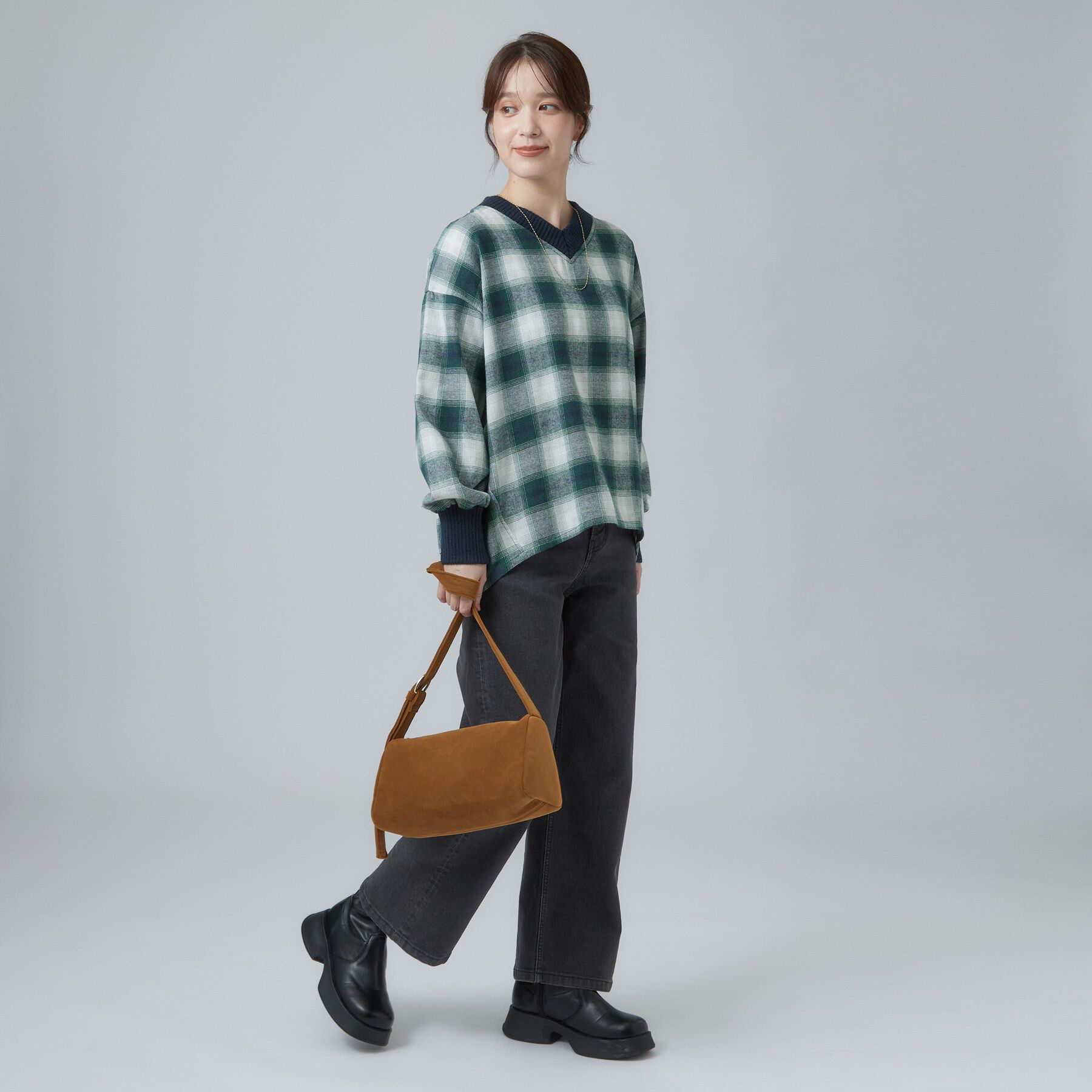 SHOO･LA･RUE「【S-LL/洗濯機可】大人レトロな チェック柄トップス」|Tシャツ・カットソー|