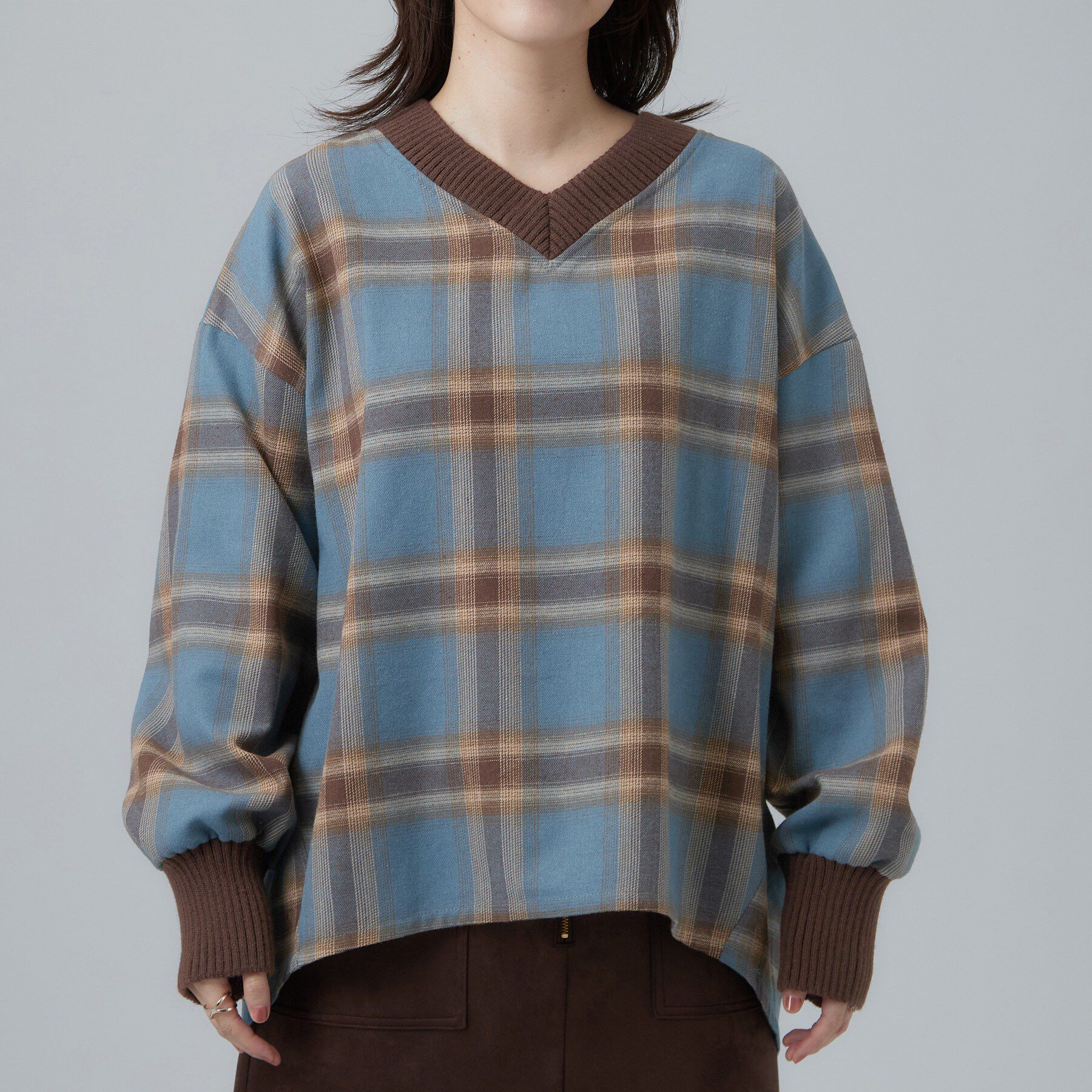 SHOO･LA･RUE「【S-LL/洗濯機可】大人レトロな チェック柄トップス」|Tシャツ・カットソー|