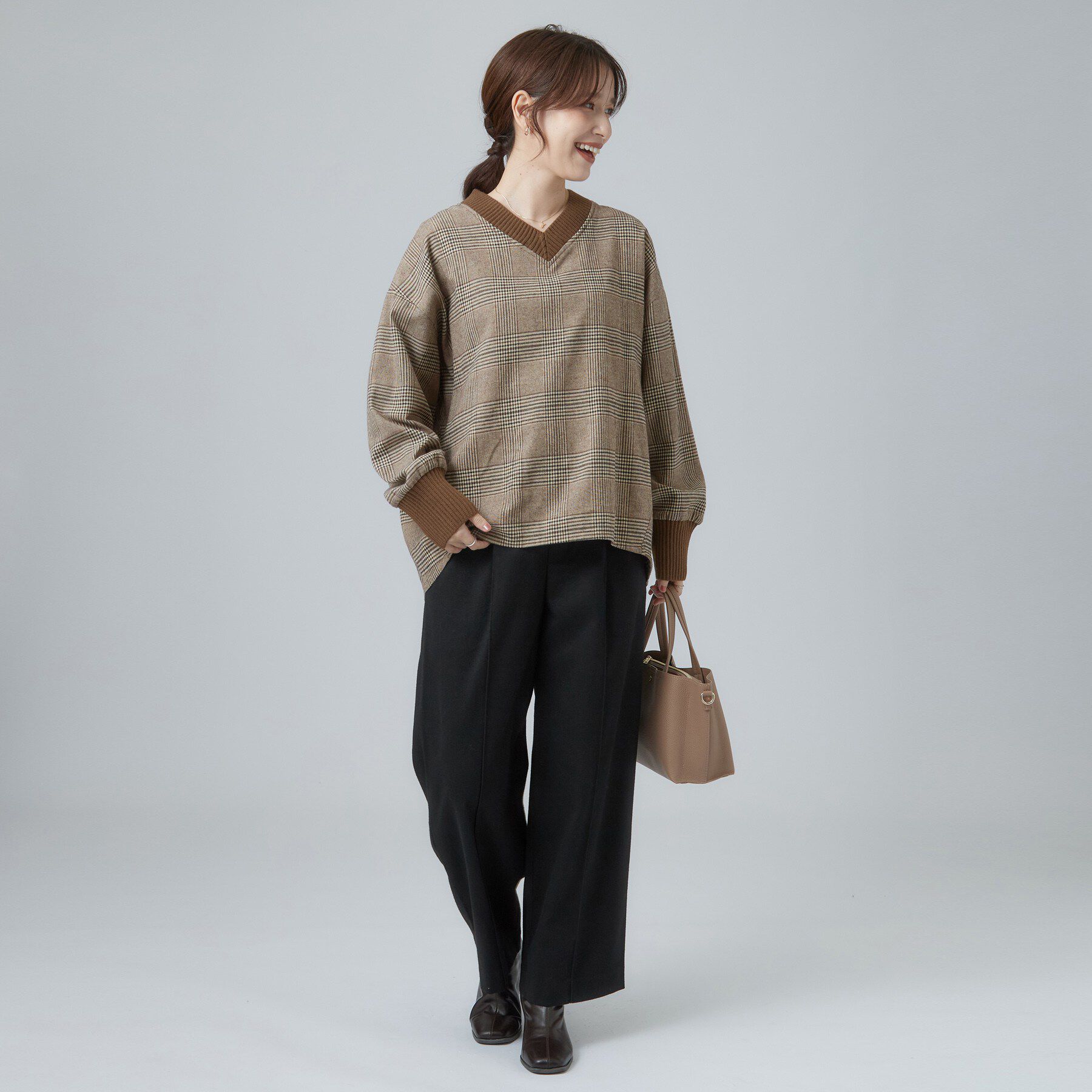 SHOO･LA･RUE「【S-LL/洗濯機可】大人レトロな チェック柄トップス」|Tシャツ・カットソー|
