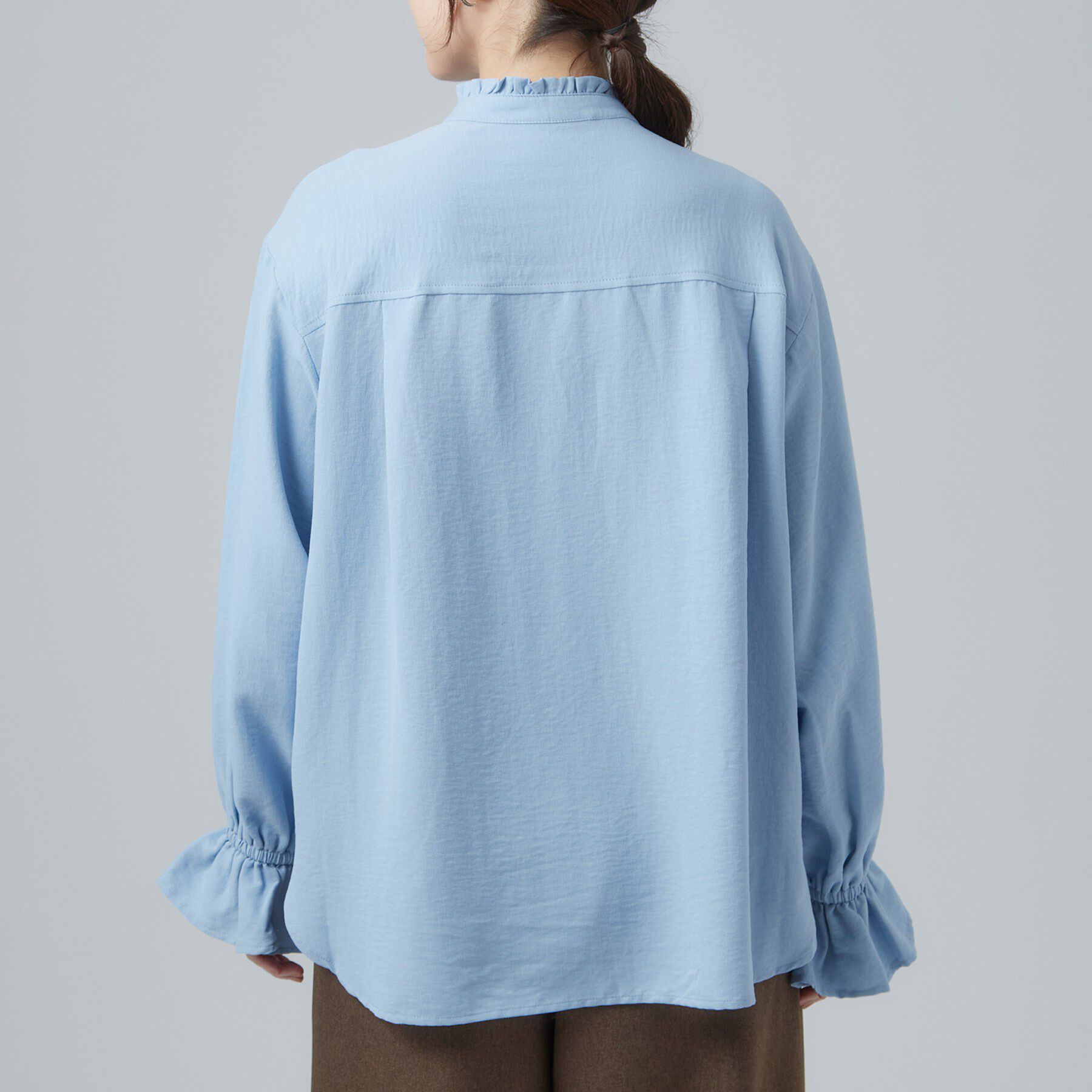 SHOO･LA･RUE「【あったか/S-LL/洗濯機可】裏地にヒミツ　裏起毛フリルブラウス」|シャツ・ブラウス|