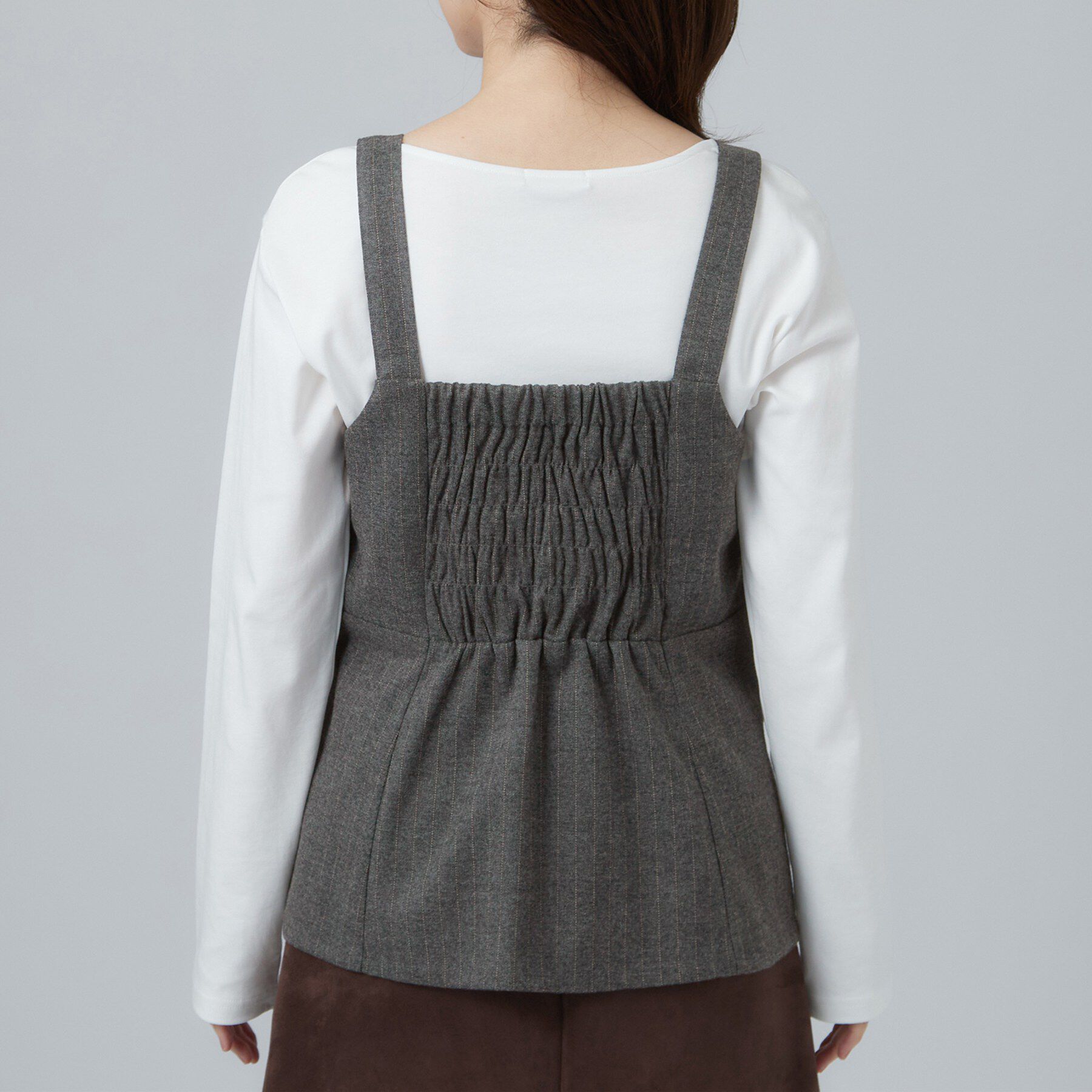 SHOO･LA･RUE「【セットアップ可/あったか/ぱちぱちしにくい】体型カバー+こなれ見え叶う 両面微起毛ビスチェ」|シャツ・ブラウス|