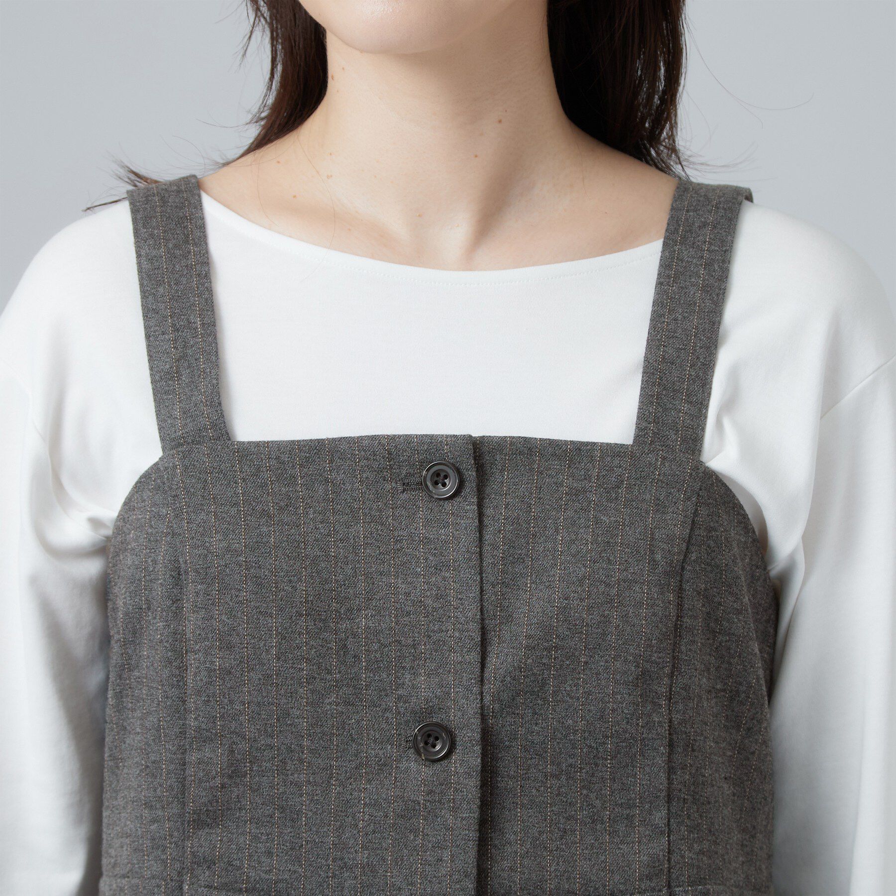 SHOO･LA･RUE「【セットアップ可/あったか/ぱちぱちしにくい】体型カバー+こなれ見え叶う 両面微起毛ビスチェ」|シャツ・ブラウス|