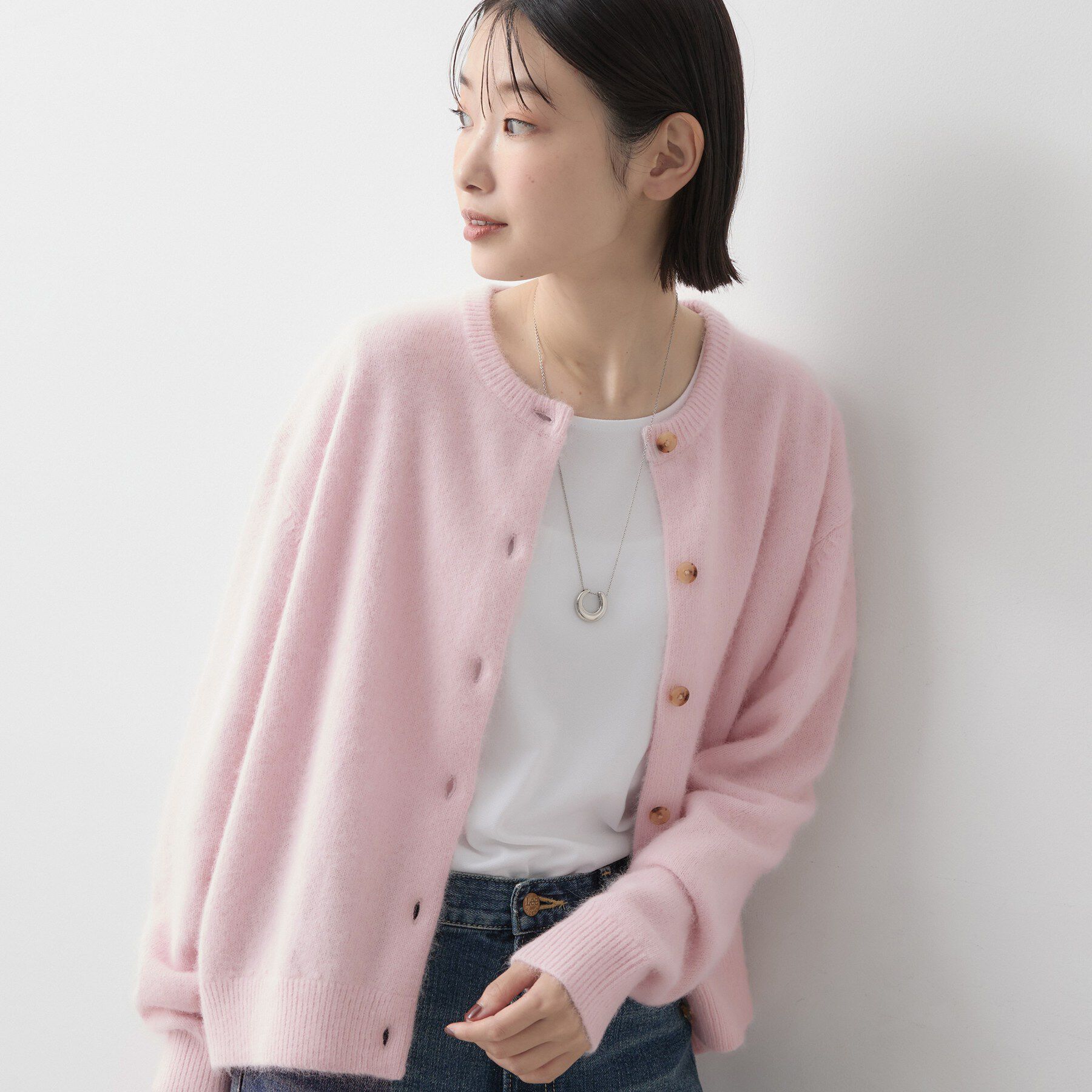Dessin「【洗える/ふんわりやわらかい/8色展開】フォックスウールブレンド ニットカーディガン」|カーディガン|ライトピンク(070