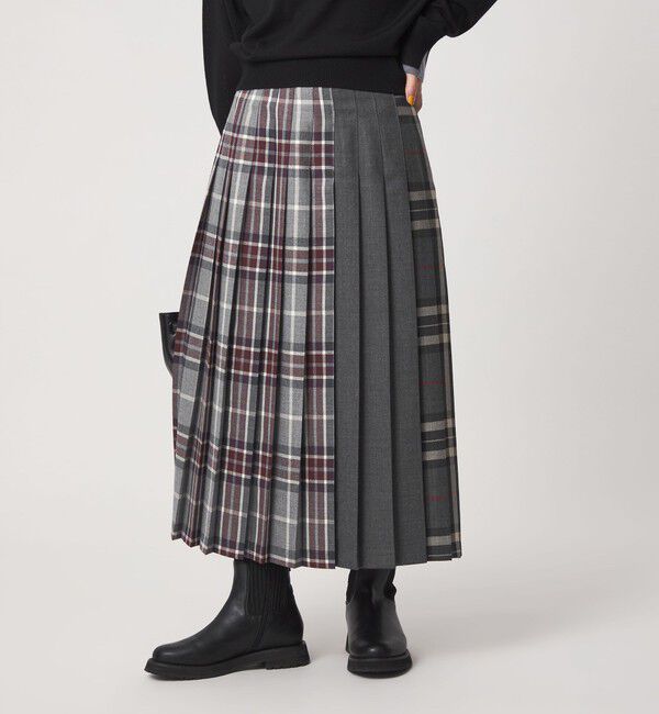UNITED ARROWS green label relaxing「【別注】＜O'NEIL of DUBLIN＞Patch81 プリーツスカート」|フレア|MD.GRAY