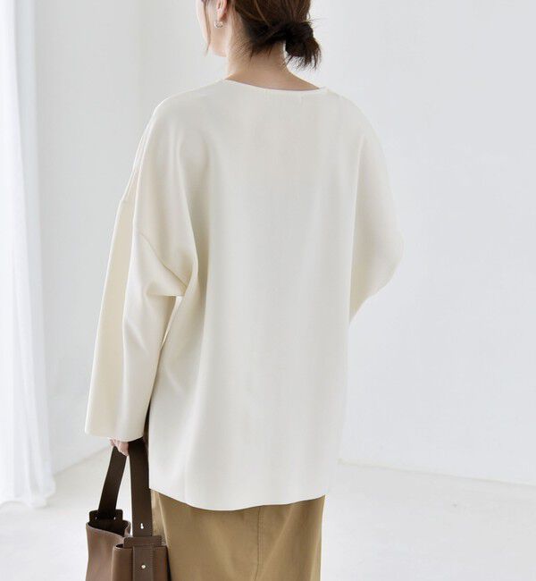 quaranciel「〈手洗い可能〉カットジョーゼット ハーフジップ クルーネック プルオーバー」|Tシャツ・カットソー|