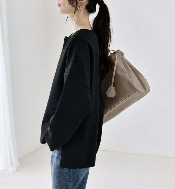 quaranciel「〈手洗い可能〉カットジョーゼット ハーフジップ クルーネック プルオーバー」|Tシャツ・カットソー|