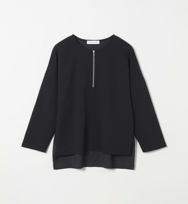 quaranciel「〈手洗い可能〉カットジョーゼット ハーフジップ クルーネック プルオーバー」|Tシャツ・カットソー|