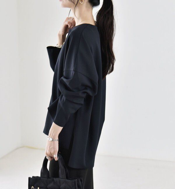 quaranciel「〈手洗い可能〉カットジョーゼット ハーフジップ クルーネック プルオーバー」|Tシャツ・カットソー|
