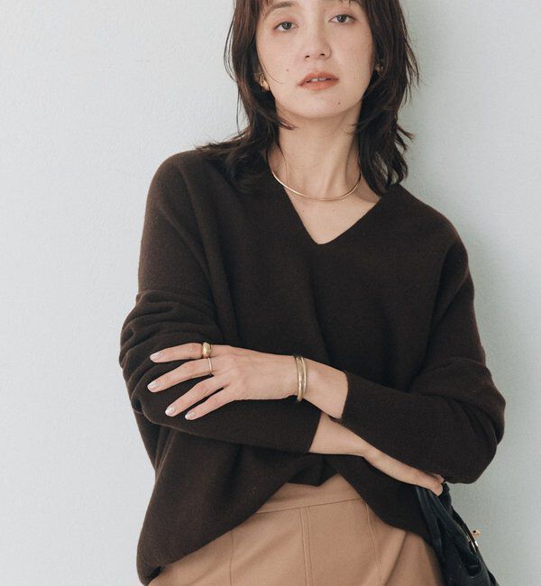  「ウール100NEWバックボリュームニット」|ニット・セーター|ブラウン