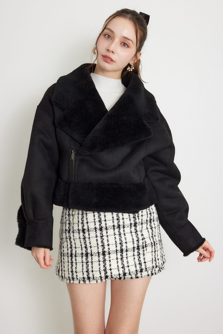rienda「リバーシブルフェイクムートンジャケット」|その他|BLK