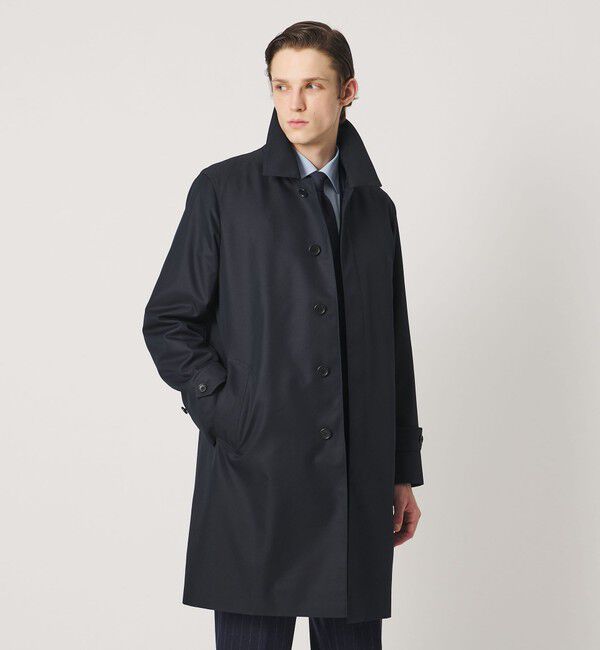 UNITED ARROWS「コットン/ポリエステル ギャバジン ステンカラーコート 撥水」|ステンカラーコート|NAVY
