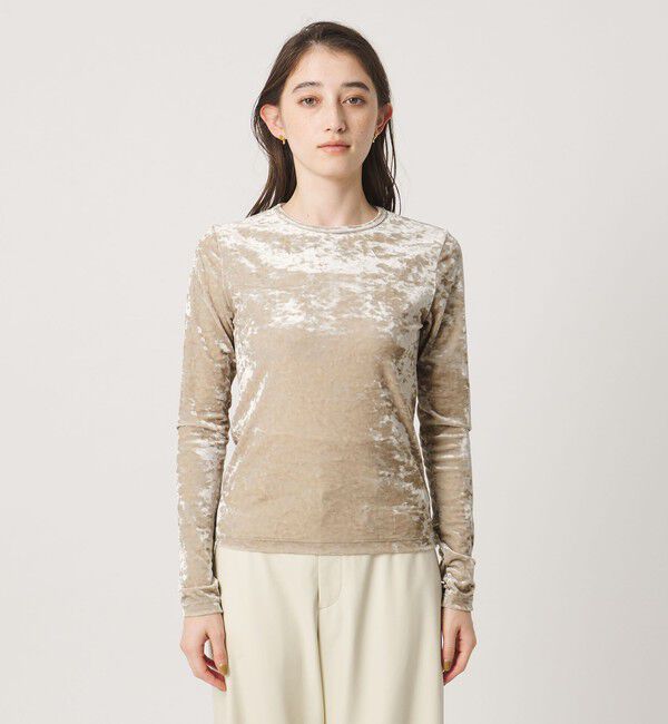 UNITED ARROWS「ベロア クルーネック ロングスリーブ Tシャツ」|Tシャツ・カットソー|