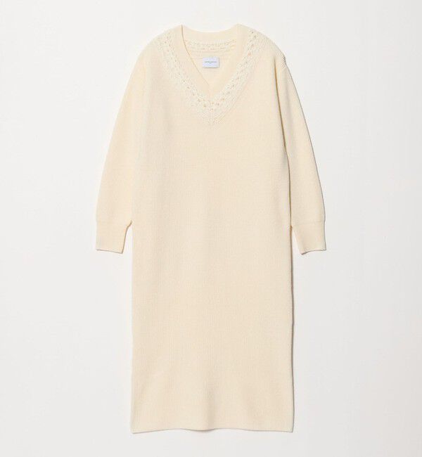 UNITED ARROWS「アゼ Vネック ニット ワンピース」|ワンピース|OFF WHITE
