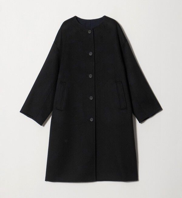 UNITED ARROWS「リバー ノーカラーコート」|ノーカラーコート|BLACK