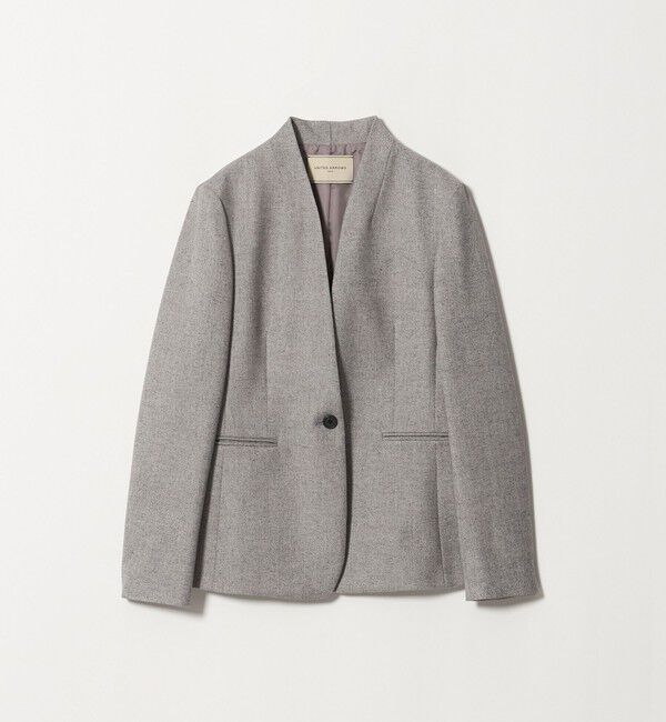 UNITED ARROWS「クラス ツイード ノーカラー ジャケット」|ノーカラージャケット|LT.GRAY