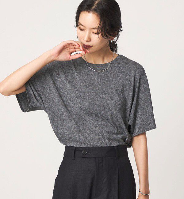 UNITED ARROWS green label relaxing「シャイニーラメ ショートスリーブ カットソー」|Tシャツ・カットソー|DK.GRAY
