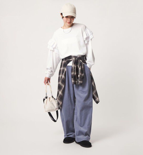 UNITED ARROWS green label relaxing「【WEB限定】＜at ease＞ソデ フリル ロングスリーブ プルオーバー カットソー」|Tシャツ・カットソー|