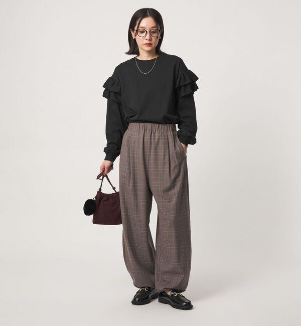 UNITED ARROWS green label relaxing「【WEB限定】＜at ease＞ソデ フリル ロングスリーブ プルオーバー カットソー」|Tシャツ・カットソー|