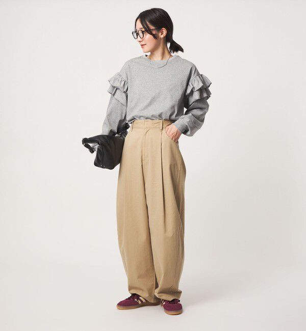 UNITED ARROWS green label relaxing「【WEB限定】＜at ease＞ソデ フリル ロングスリーブ プルオーバー カットソー」|Tシャツ・カットソー|