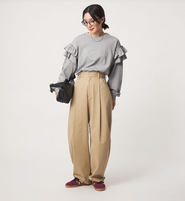 UNITED ARROWS green label relaxing「【WEB限定】＜at ease＞ソデ フリル ロングスリーブ プルオーバー カットソー」|Tシャツ・カットソー|