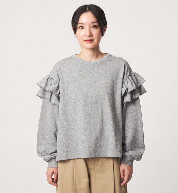 UNITED ARROWS green label relaxing「【WEB限定】＜at ease＞ソデ フリル ロングスリーブ プルオーバー カットソー」|Tシャツ・カットソー|