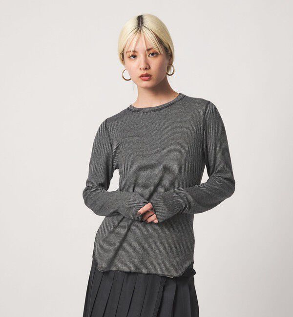 BEAUTY&YOUTH UNITED ARROWS「毛セルロースブレンド クルーネック カットソー/ボーダー」|Tシャツ・カットソー|