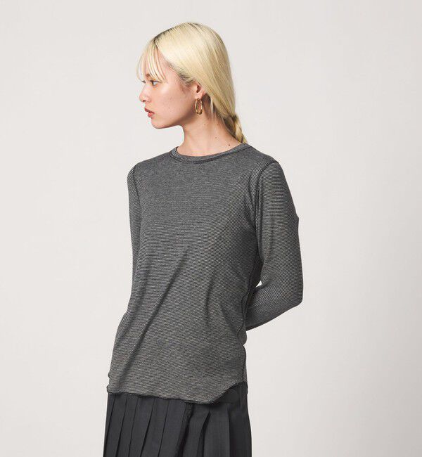 BEAUTY&YOUTH UNITED ARROWS「毛セルロースブレンド クルーネック カットソー/ボーダー」|Tシャツ・カットソー|