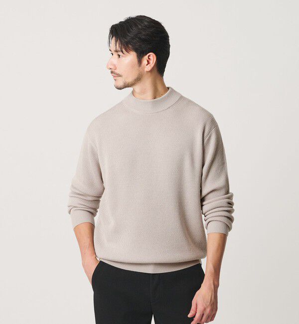 BEAUTY&YOUTH UNITED ARROWS「【WEB限定 WARDROBE SMART】マシーンウォッシャブル ウールミックス アゼ モックネック」|ニット・セーター|