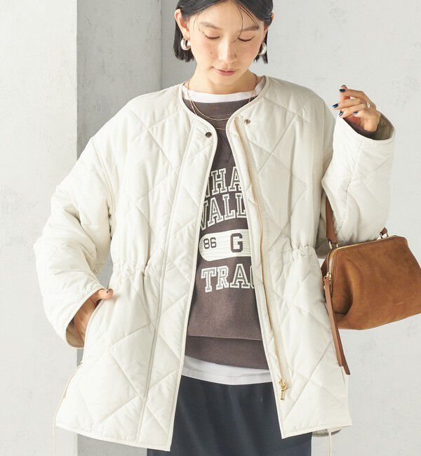 SHIPS for women「〈撥水加工/手洗い可能〉HEAT 中綿 キルティング ジップ ブルゾン」|ブルゾン・スタジャン|ナチュラル
