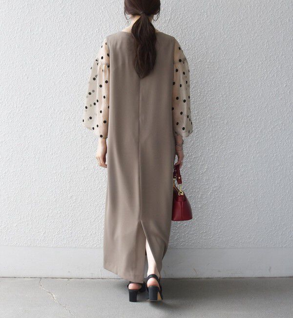 SHIPS any「《一部追加予約》〈手洗い可能〉シアー ドット コンビ ワンピース ［NAVY BLUE］」|ワンピース|
