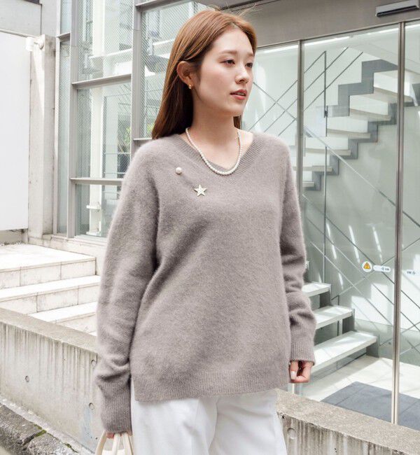 NOLLEY'S「【新色追加】《手洗い可能》ヘアリーVネックプルオーバー」|ニット・セーター|