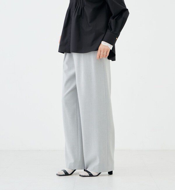 NOLLEY'S「《吸湿発熱/4サイズ展開》ウォッシャブル裏起毛タックワイドパンツ」|その他|ライトグレー