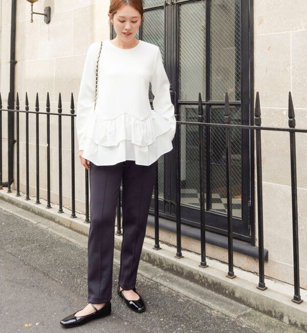 NOLLEY'S「《セットアップ対応/UVカット/2WAYストレッチ》ウォッシャブダルンボール裾フリルプルオーバー」|Tシャツ・カットソー|