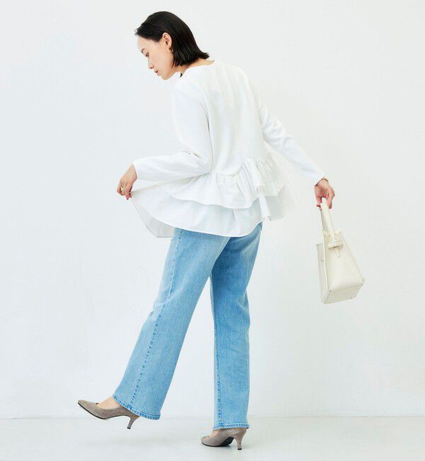 NOLLEY'S「《セットアップ対応/UVカット/2WAYストレッチ》ウォッシャブダルンボール裾フリルプルオーバー」|Tシャツ・カットソー|