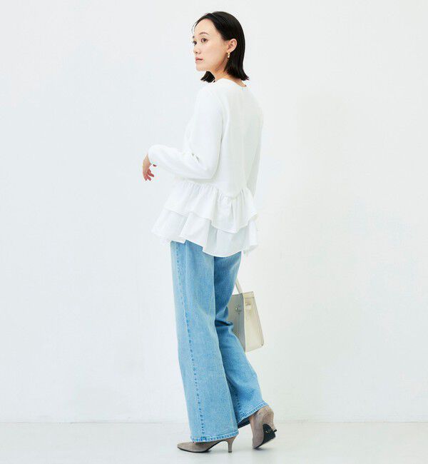 NOLLEY'S「《セットアップ対応/UVカット/2WAYストレッチ》ウォッシャブダルンボール裾フリルプルオーバー」|Tシャツ・カットソー|