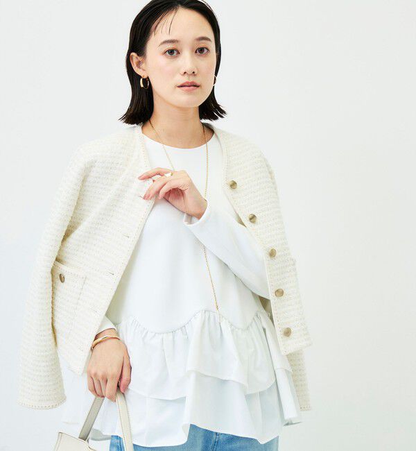 NOLLEY'S「《セットアップ対応/UVカット/2WAYストレッチ》ウォッシャブダルンボール裾フリルプルオーバー」|Tシャツ・カットソー|