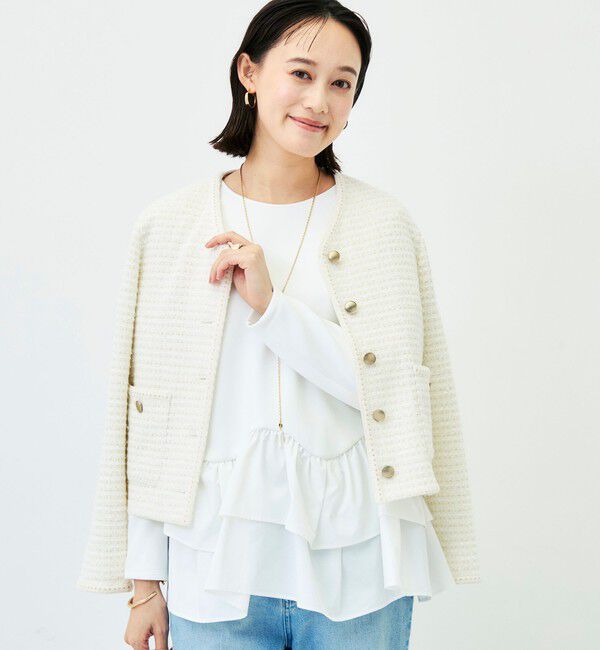 NOLLEY'S「《セットアップ対応/UVカット/2WAYストレッチ》ウォッシャブダルンボール裾フリルプルオーバー」|Tシャツ・カットソー|