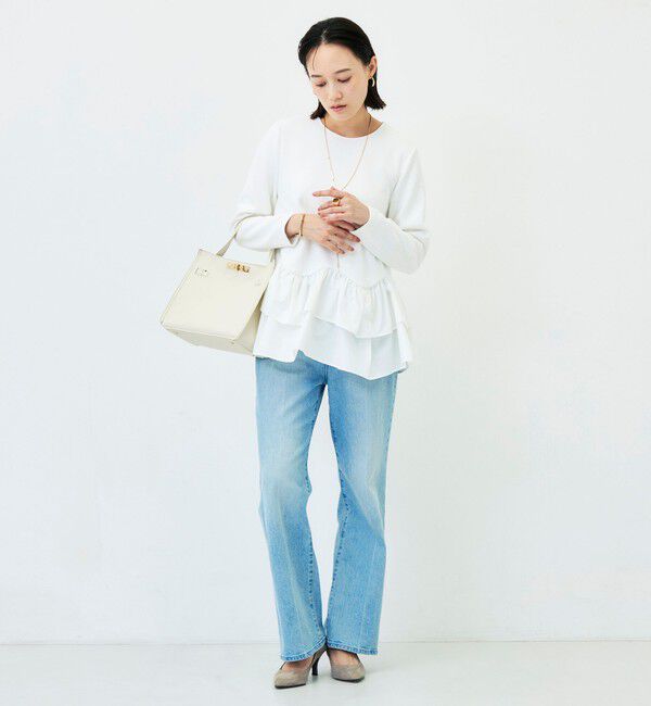 NOLLEY'S「《セットアップ対応/UVカット/2WAYストレッチ》ウォッシャブダルンボール裾フリルプルオーバー」|Tシャツ・カットソー|