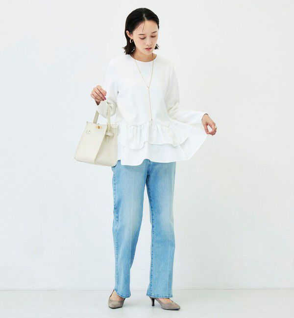 NOLLEY'S「《セットアップ対応/UVカット/2WAYストレッチ》ウォッシャブダルンボール裾フリルプルオーバー」|Tシャツ・カットソー|
