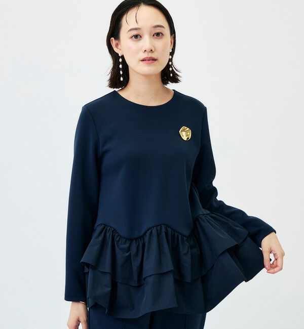 NOLLEY'S「《セットアップ対応/UVカット/2WAYストレッチ》ウォッシャブダルンボール裾フリルプルオーバー」|Tシャツ・カットソー|