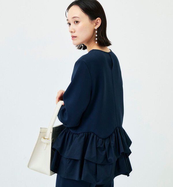NOLLEY'S「《セットアップ対応/UVカット/2WAYストレッチ》ウォッシャブダルンボール裾フリルプルオーバー」|Tシャツ・カットソー|