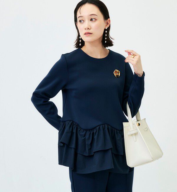 NOLLEY'S「《セットアップ対応/UVカット/2WAYストレッチ》ウォッシャブダルンボール裾フリルプルオーバー」|Tシャツ・カットソー|