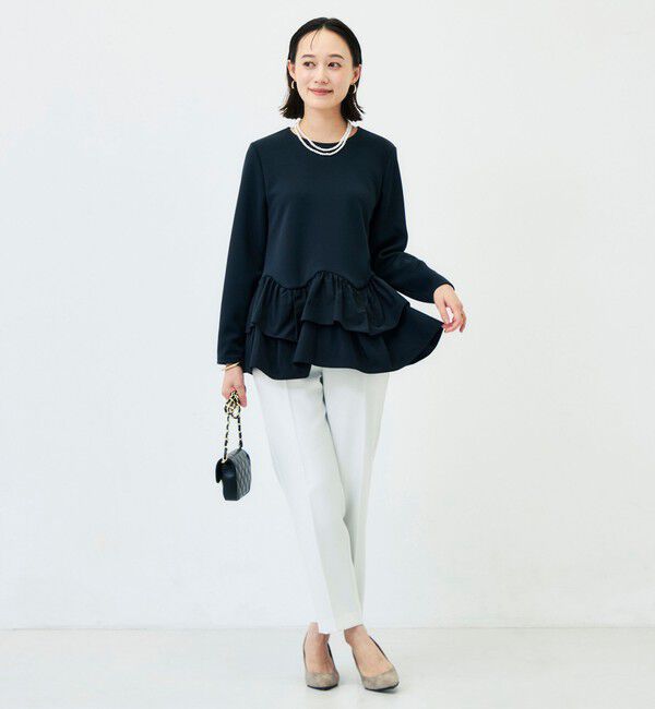 NOLLEY'S「《セットアップ対応/UVカット/2WAYストレッチ》ウォッシャブダルンボール裾フリルプルオーバー」|Tシャツ・カットソー|