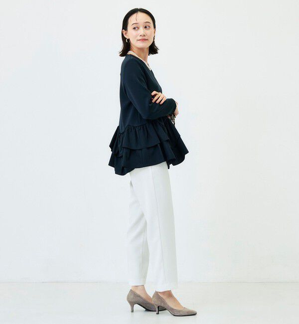 NOLLEY'S「《セットアップ対応/UVカット/2WAYストレッチ》ウォッシャブダルンボール裾フリルプルオーバー」|Tシャツ・カットソー|