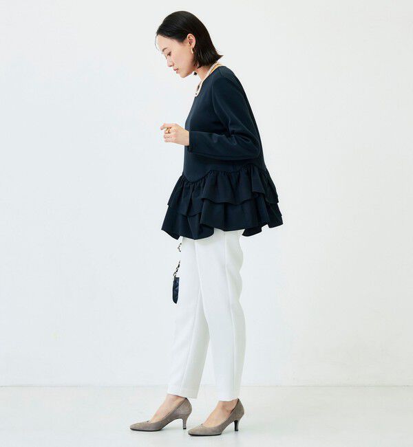 NOLLEY'S「《セットアップ対応/UVカット/2WAYストレッチ》ウォッシャブダルンボール裾フリルプルオーバー」|Tシャツ・カットソー|