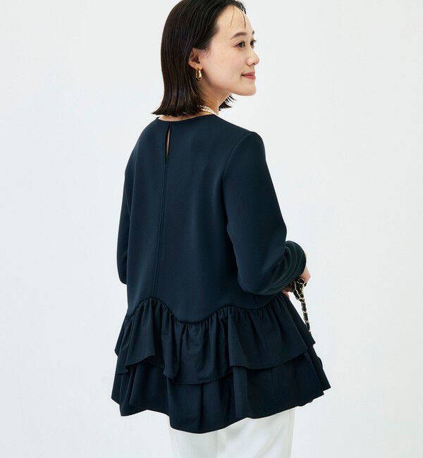 NOLLEY'S「《セットアップ対応/UVカット/2WAYストレッチ》ウォッシャブダルンボール裾フリルプルオーバー」|Tシャツ・カットソー|