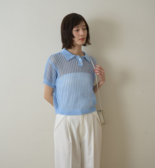 Rouge vif「【一部店舗限定】メッシュニットポロシャツ」|ニット・セーター|